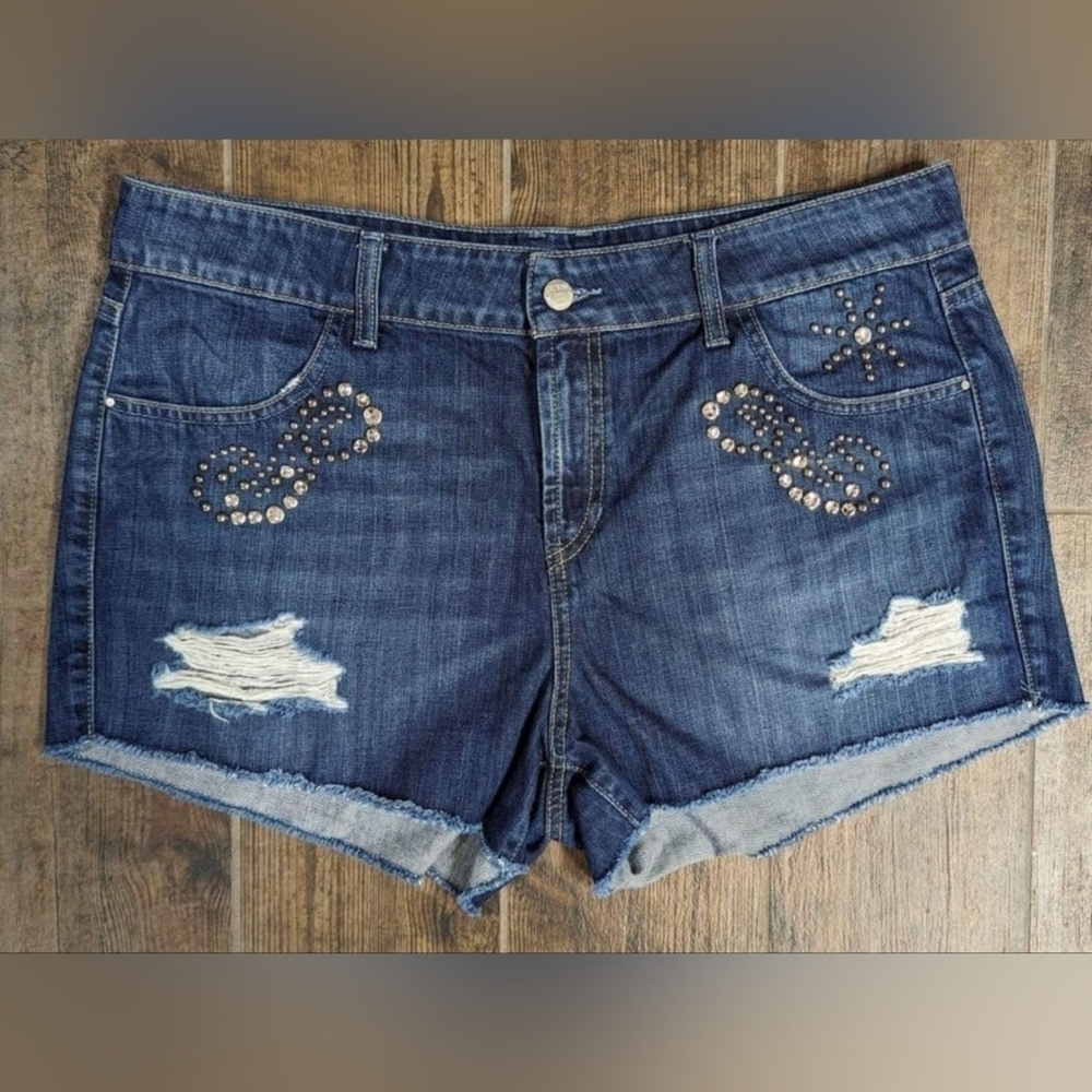 New Guess Scarlet Studded Denim Shorts Size 32